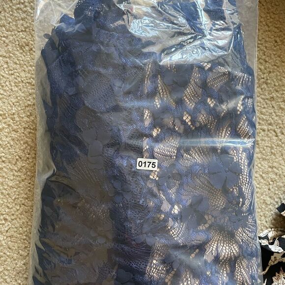 Foxiedox | Navy Blue Elisabet 3D Flower Lace Gown Size XS - Picture 6 of 6